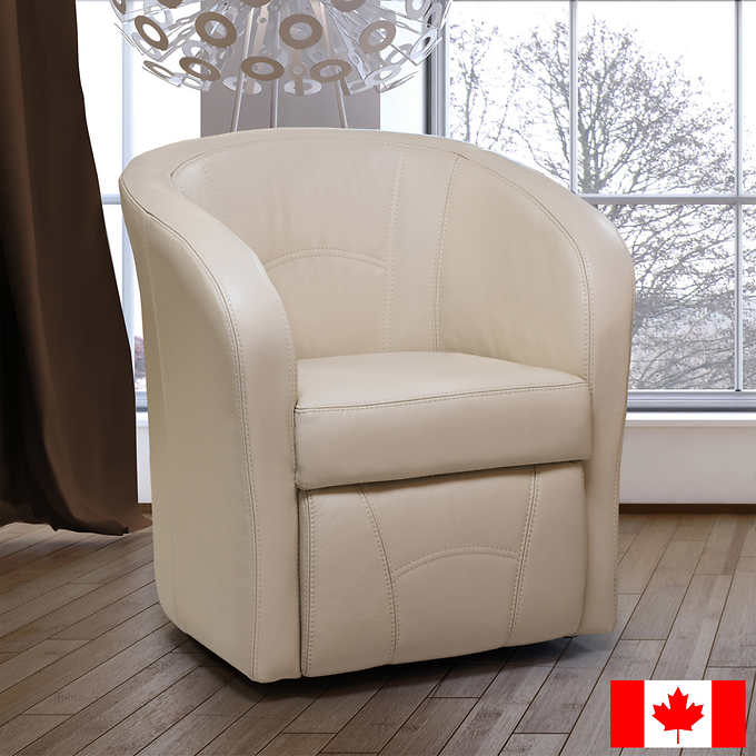 Midway Contemporary Top Grain Leather, Leather Swivel Tub Chair Canada