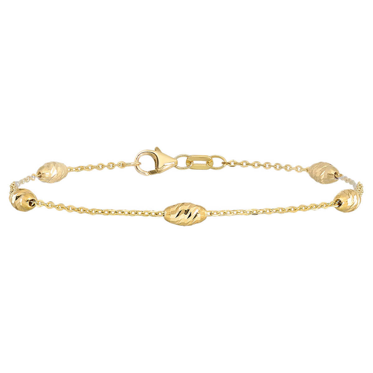 Elite Jewels Diamond Initial C Yellow Gold Charm Anklet