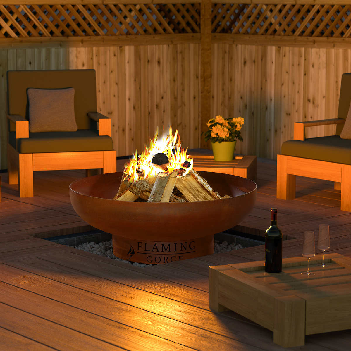 Flaming Gorge Corten Steel Fire Pit, Real Flame Anson Fire Pit