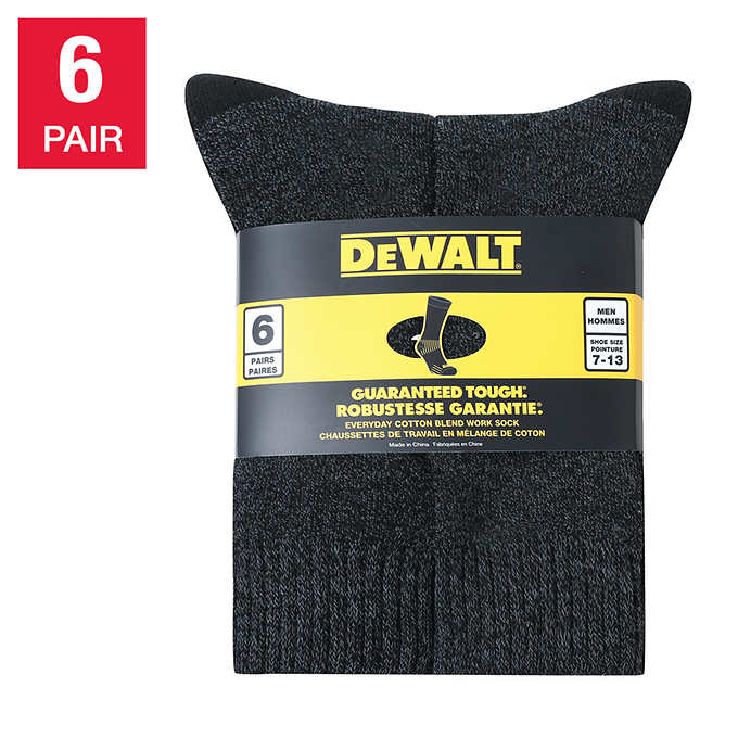 DeWalt Men's Cotton Blend Work Sock, 6-pair
