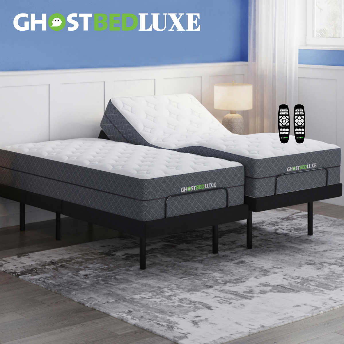 GhostBed Luxe 33 cm (13 in.) Memory Foam Mattress with Cooling Technology  with Adjustable Base