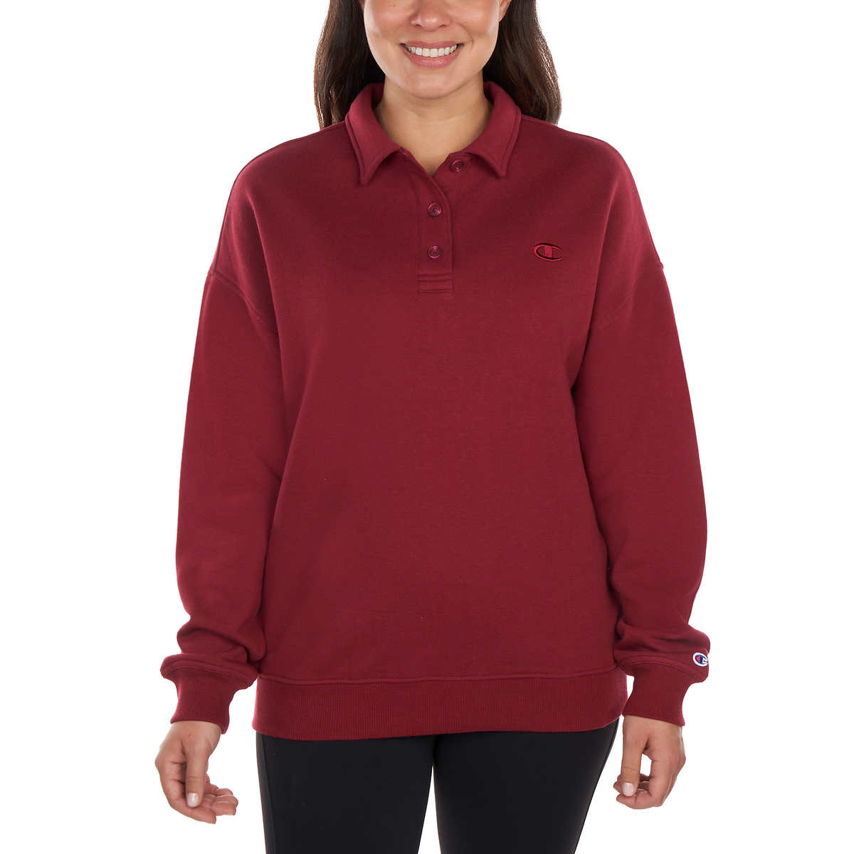 Champion Women's Varsity Henley Sweatshirt