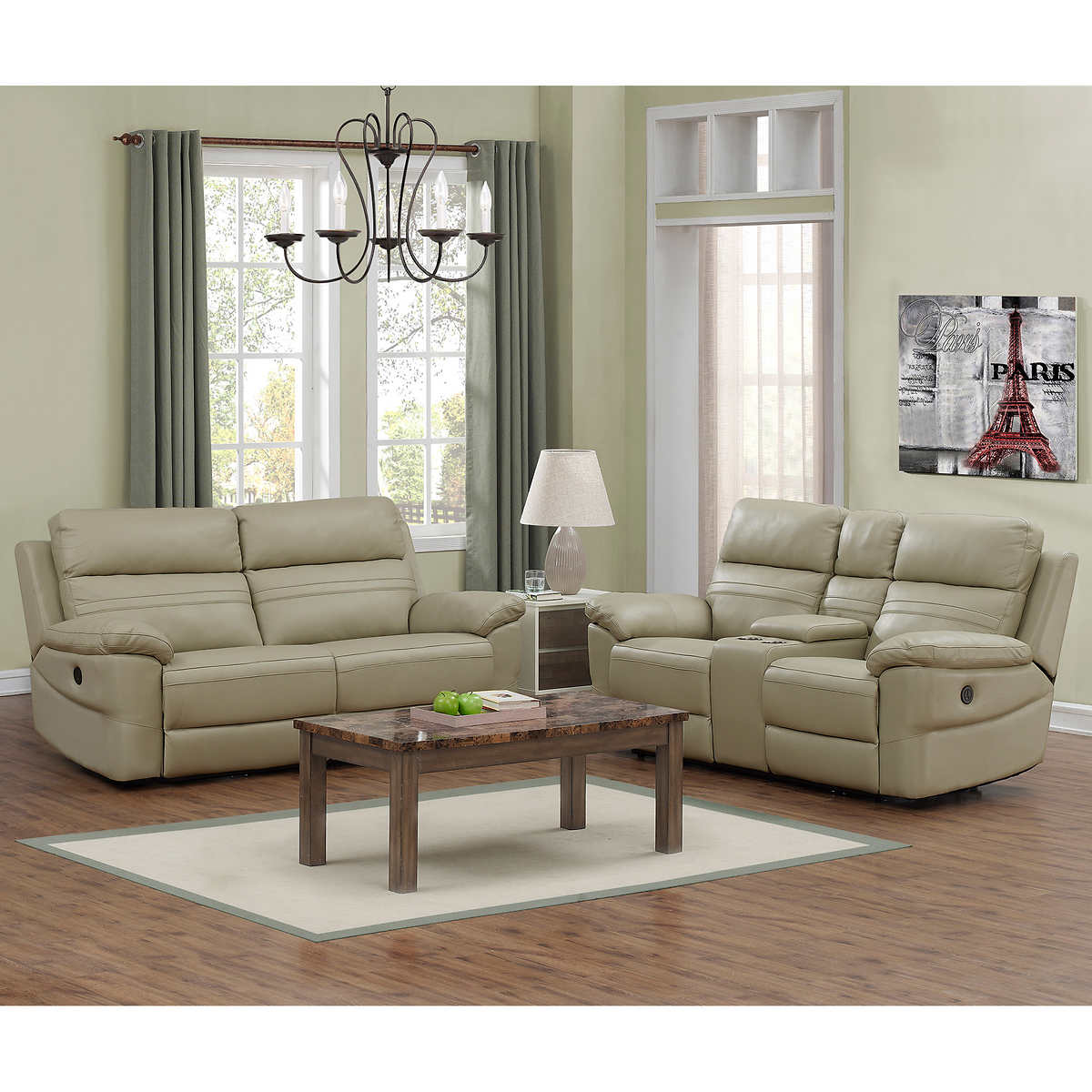 Rockhill 2 Piece Top Grain Leather Power Reclining Living Room Set