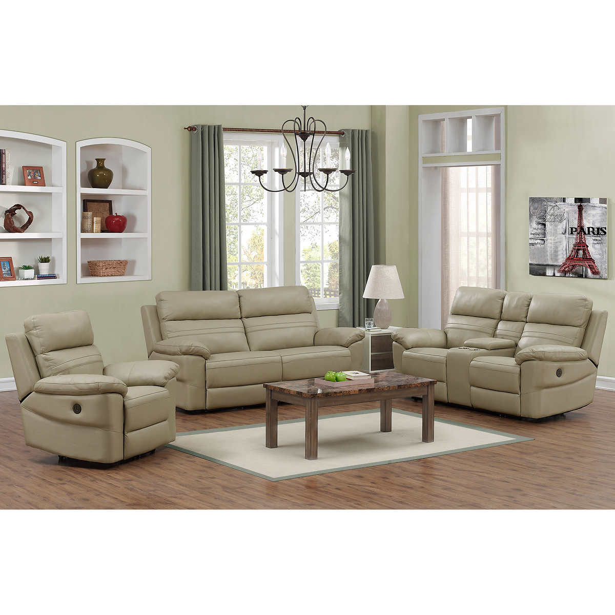 Rockhill 3 Piece Top Grain Leather Power Reclining Living Room Set