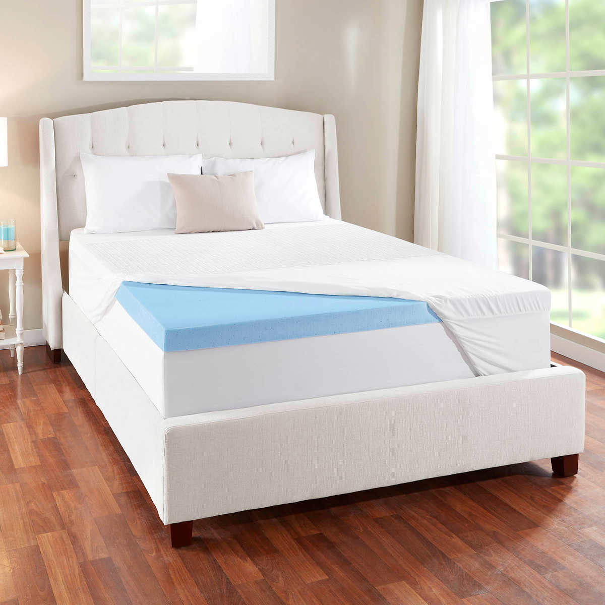 Full Mattress Topper Memory Foam Pad Cover Protector Matress Bed White 4 Inch
