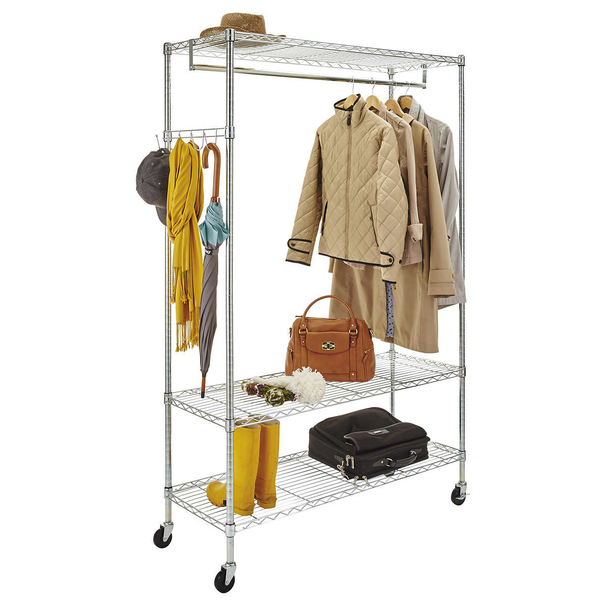 Wardrobe Shelving & Storage System Twin Slot Upright Clothes Rail Garment Rack 