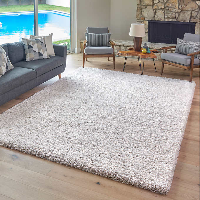 Fluffy Rug Plain Beige Shaggy Pile New Modern Carpet  Bedroom Mat Small Large XL 