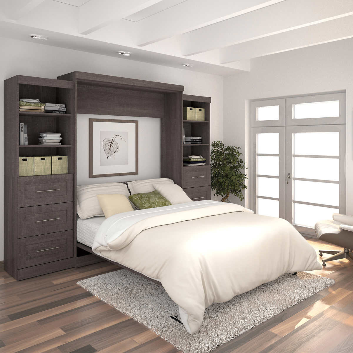 Baton Rouge Queen Wall Bed Grey With Drawers