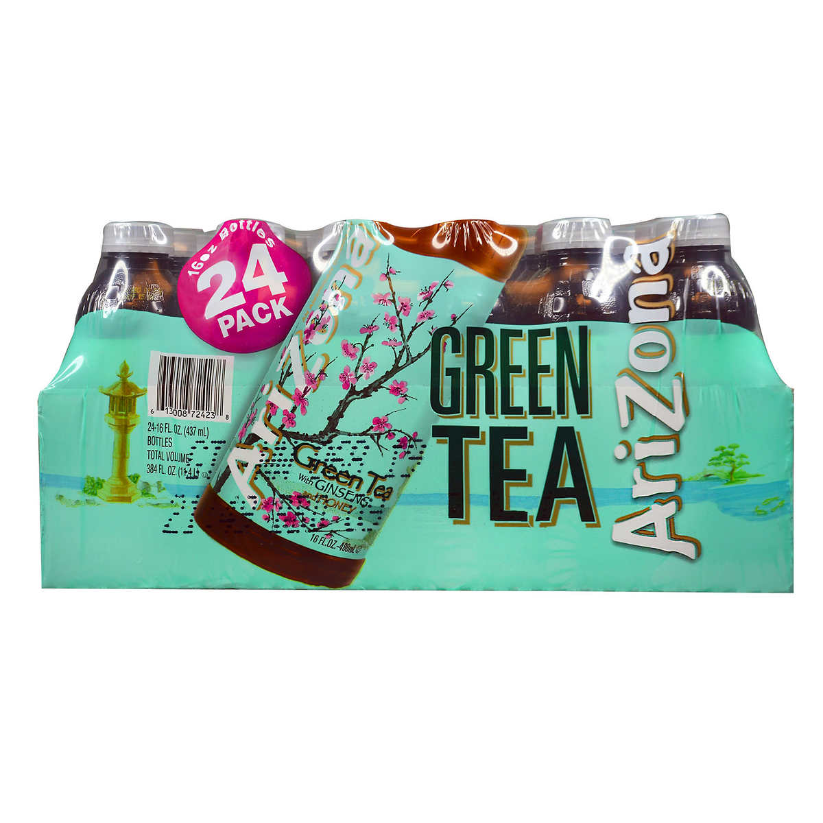 Arizona Green Tea, Ginseng And Honey, 16 Fl Oz, 24-Count | Costco