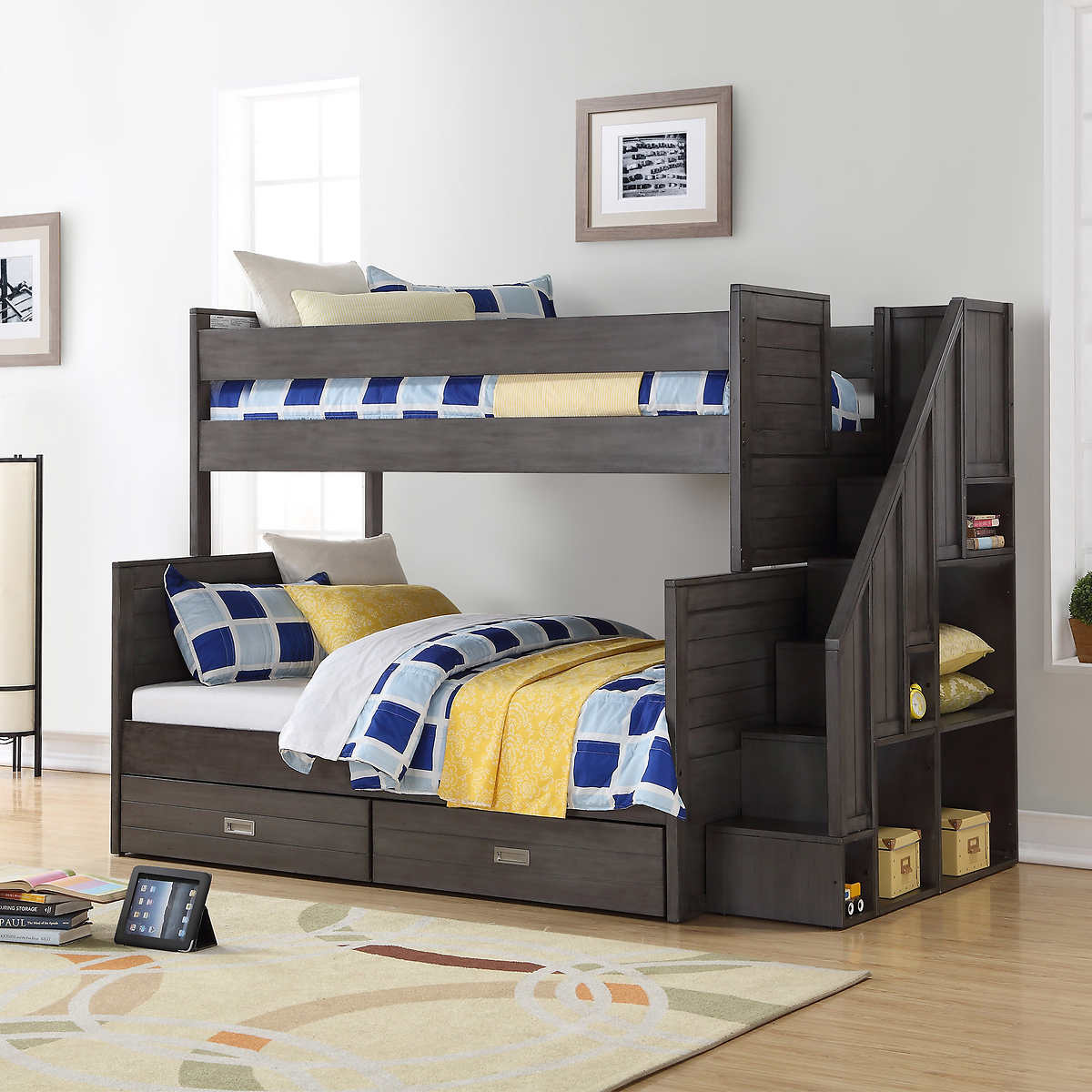 Caramia Kids Dylan Twin Over Full Bunk, Bunk Beds Twin Over Full With Storage