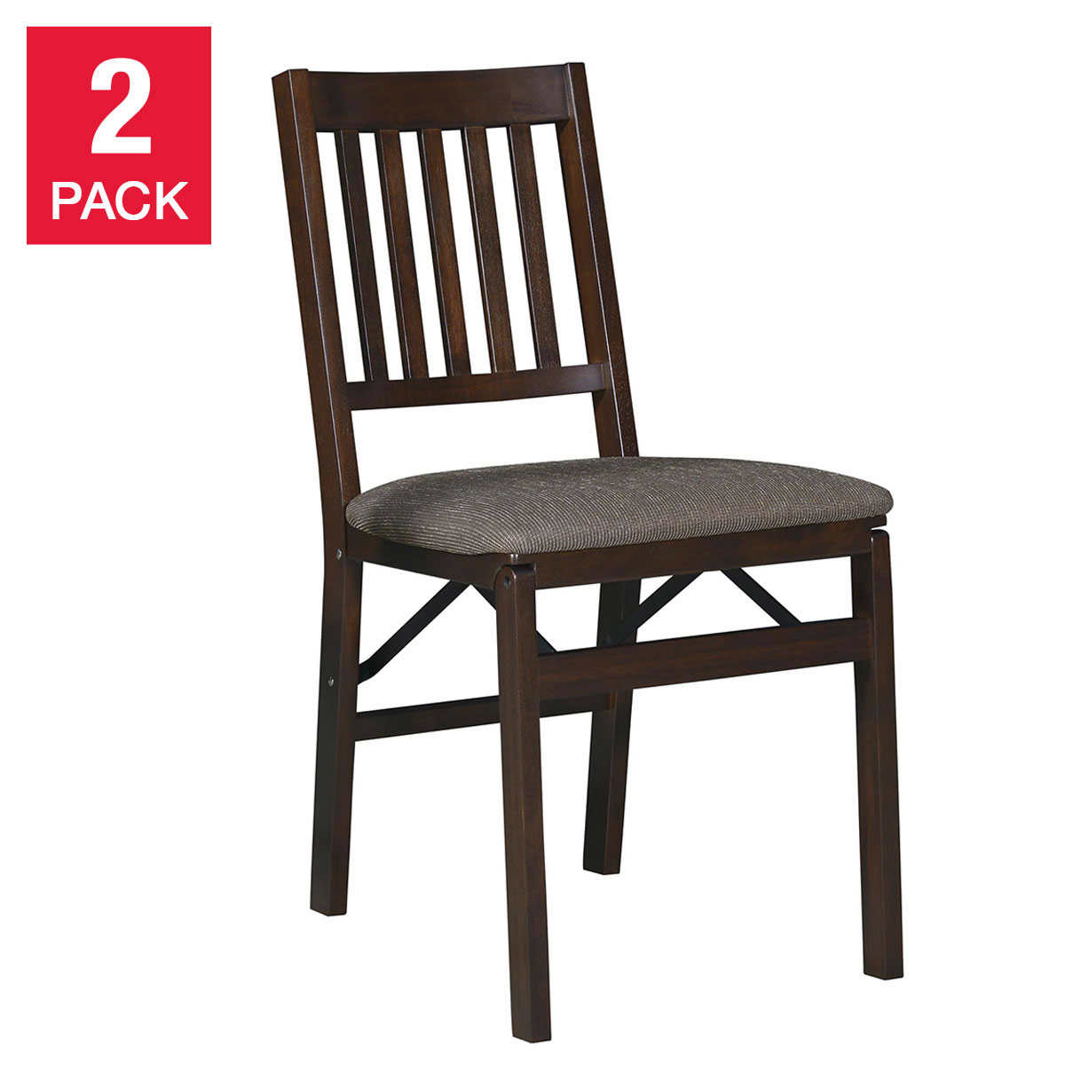 stakmore wood folding chair with upholstered seat espresso 2pack