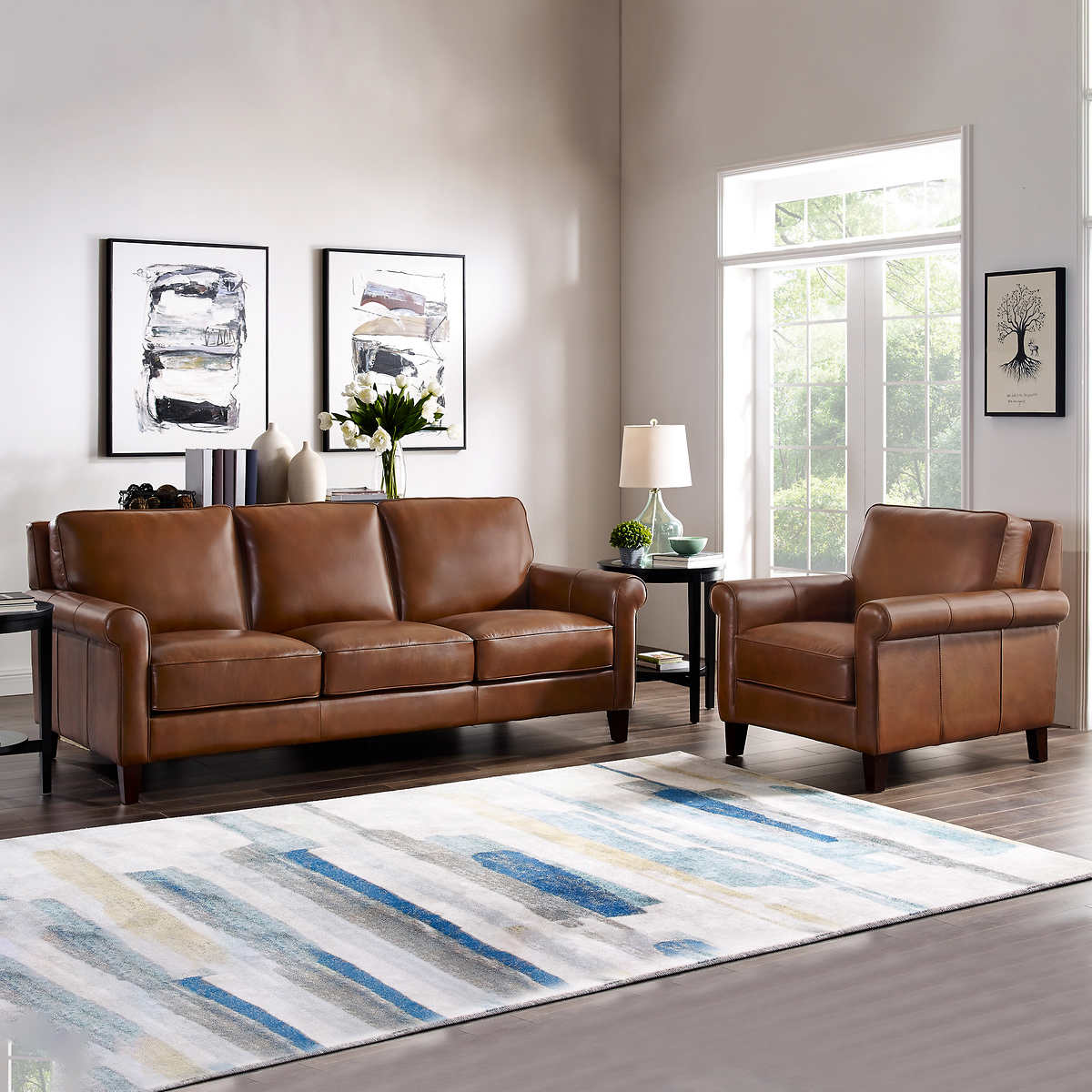 Ln 2 Piece Top Grain Leather Set, Costco Leather Couch Set