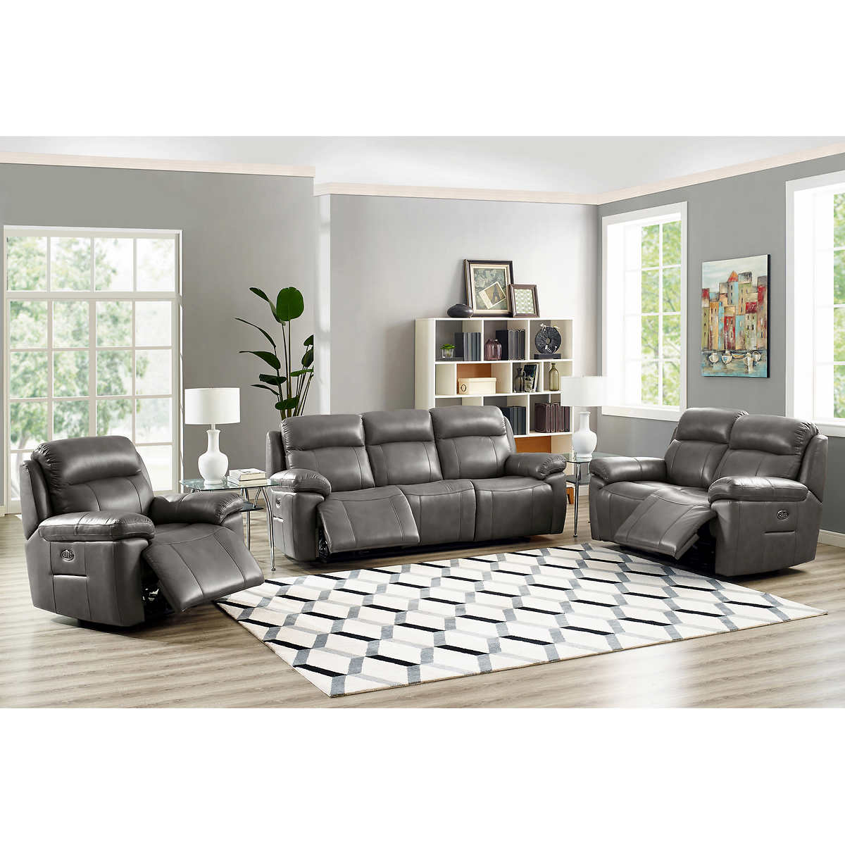 Atticus 3 Piece Leather Set With Power Recline