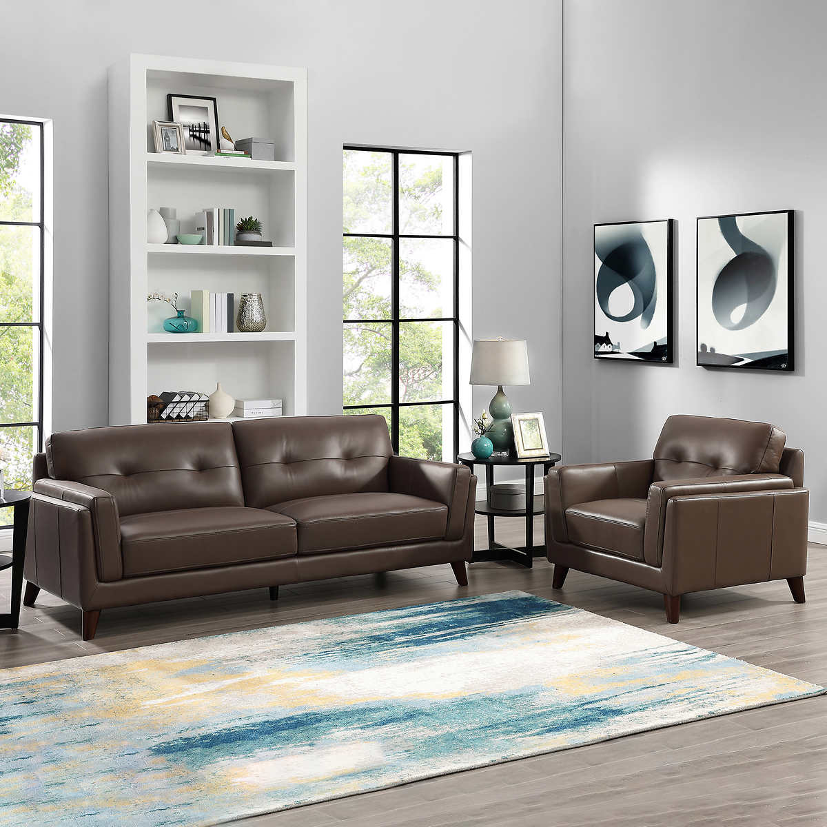 Monterey 2 Piece Top Grain Leather Set, Costco Leather Couch Set