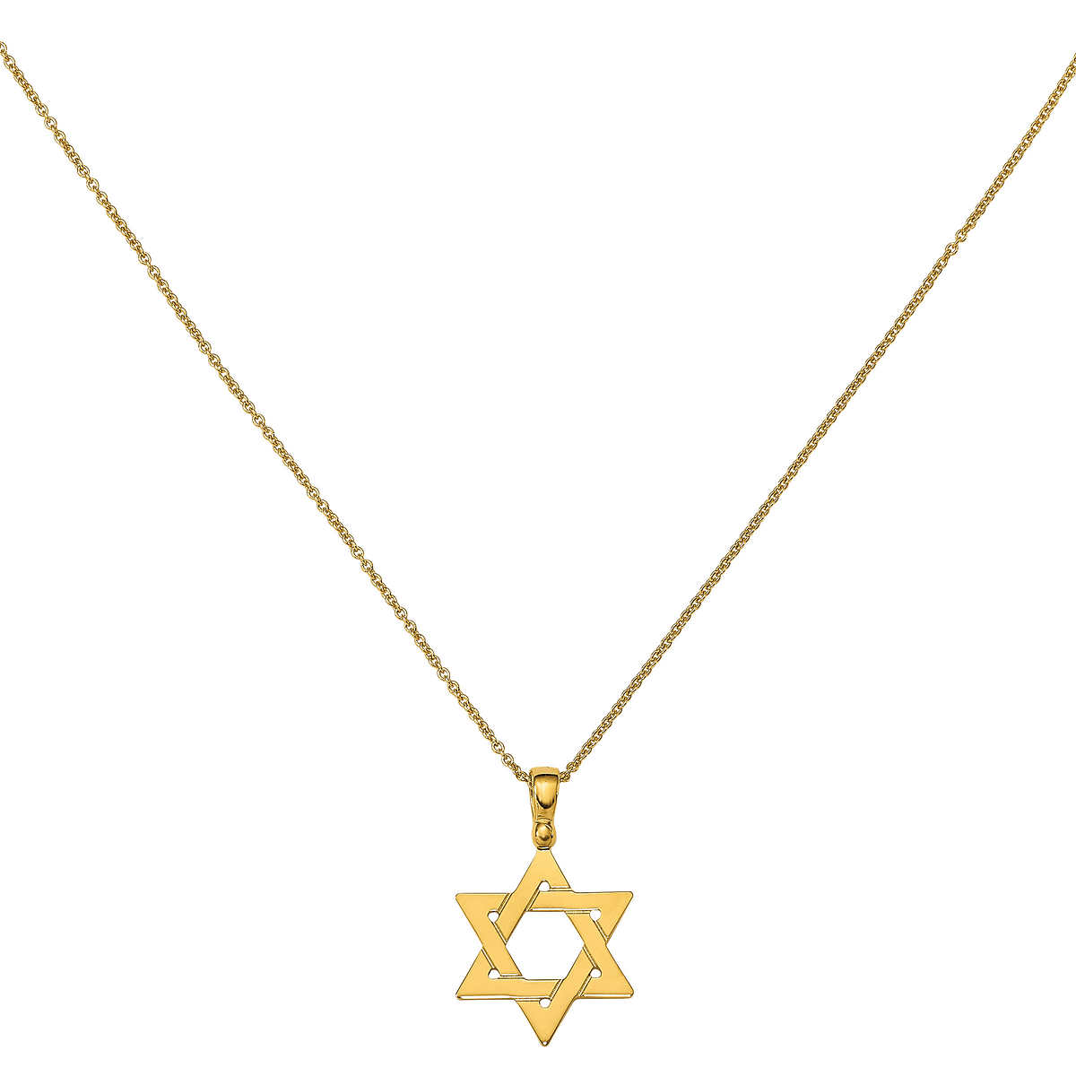 14kt Yellow Gold Star Of David Pendant With 18 Chain