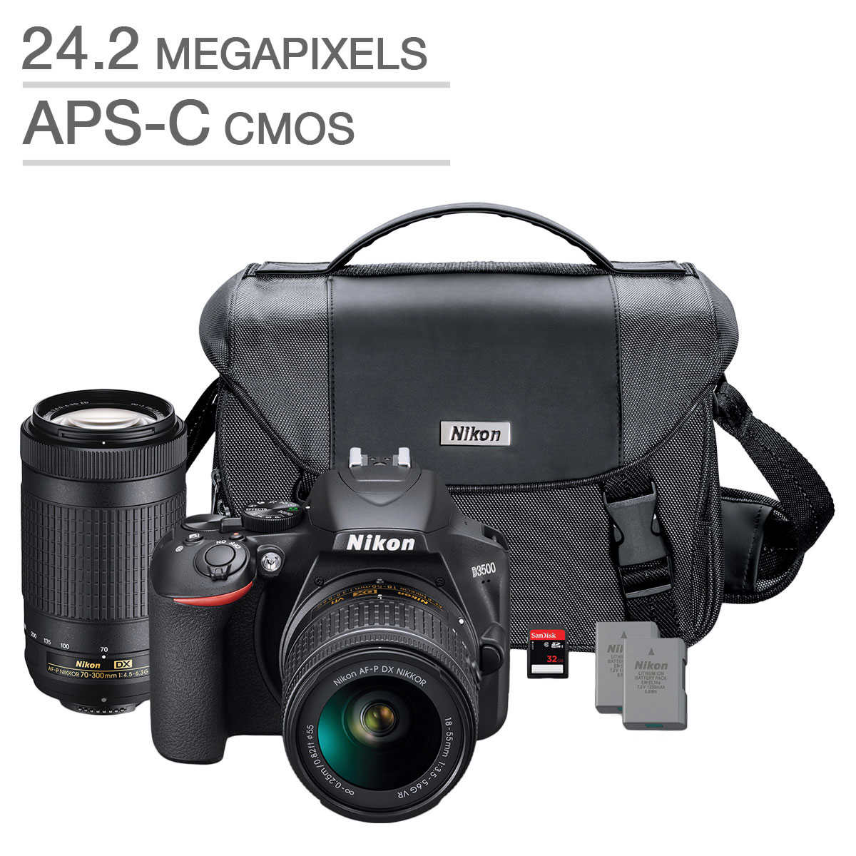 Tørke Råd Betjene Nikon D3500 DSLR Camera 2 Lens Bundle