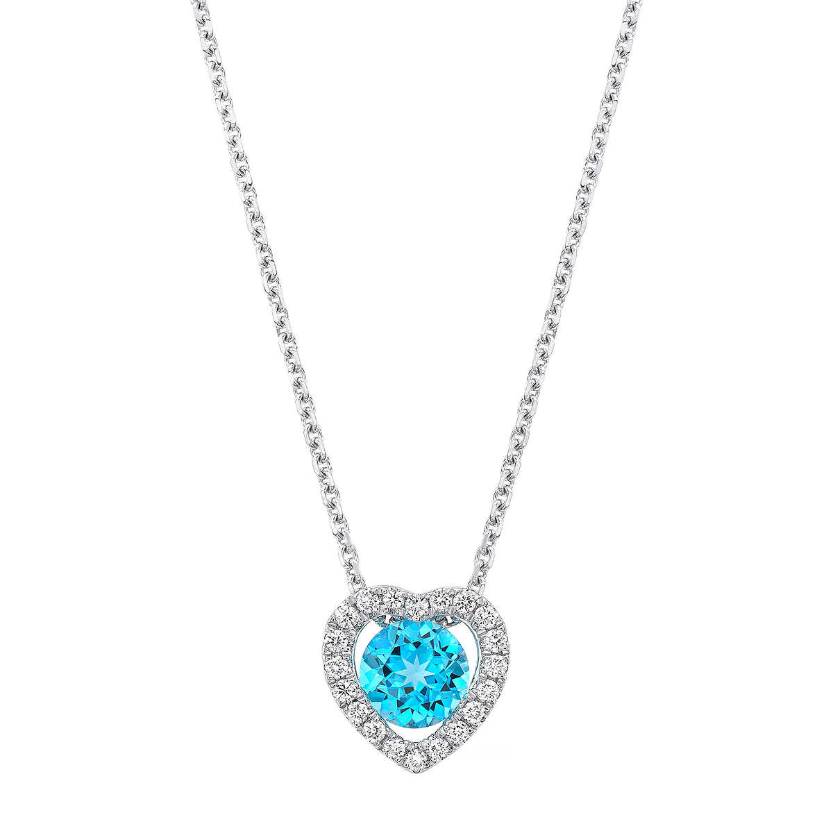 43 Ct Love Heart Women Wedding GIFT Ocean Blue Topaz Gem Silver Necklace Pendant