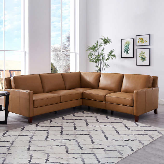 West Park Leather Sectional Costco, Brown Leather Sectional Couch