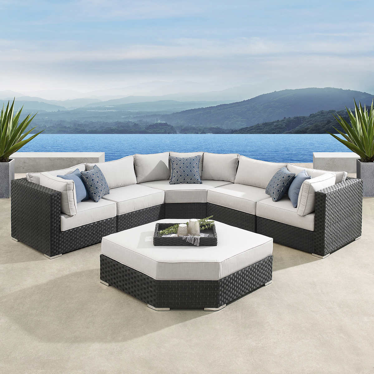 Sirio Highland 7 Piece Deep Seating Set, Oversized Patio Chairs With Ottoman Beds