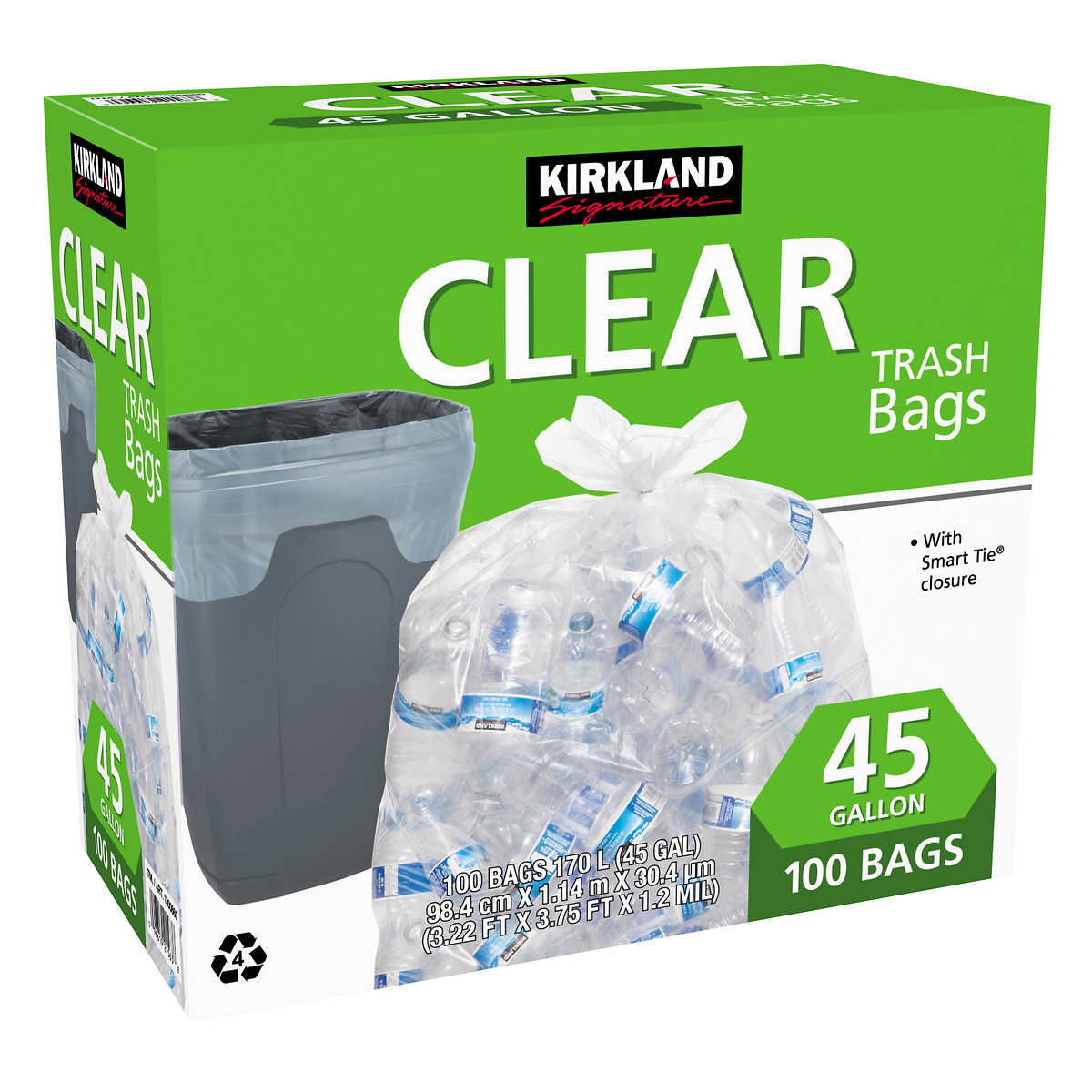 70 Count Kirkland Signature Smart Closure Outdoor Lawn 50 Gallon Trash Bags 