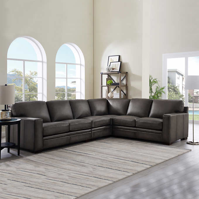 Luca 4 Piece Top Grain Leather, High Quality Leather Sectional Sofas