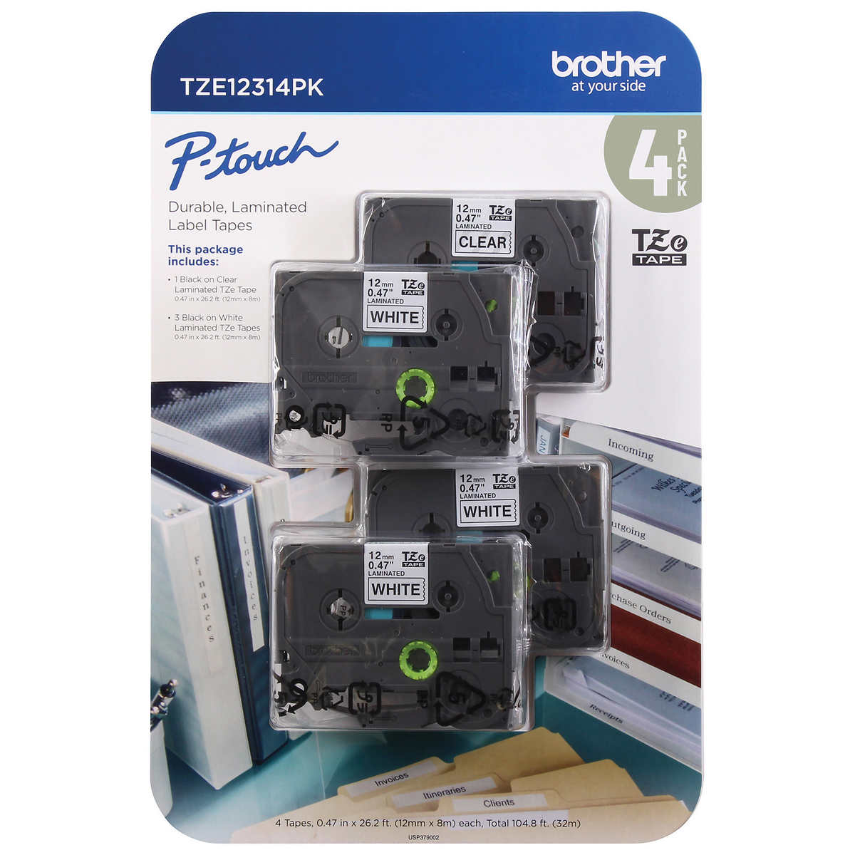 Genuine Brother 3/8 9mm White on Black TZe P-Touch Tape for Brother PT-1280 PT1280 Label Maker