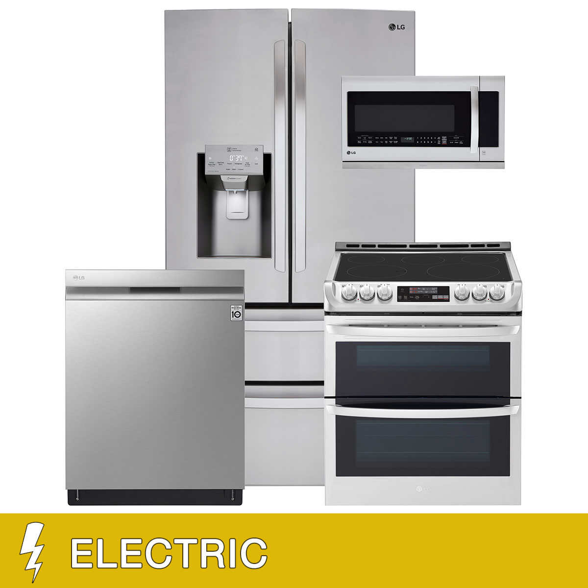 Lg 4 Piece 28 Cu Ft Electric Double Freezer Drawer Kitchen Appliance Package