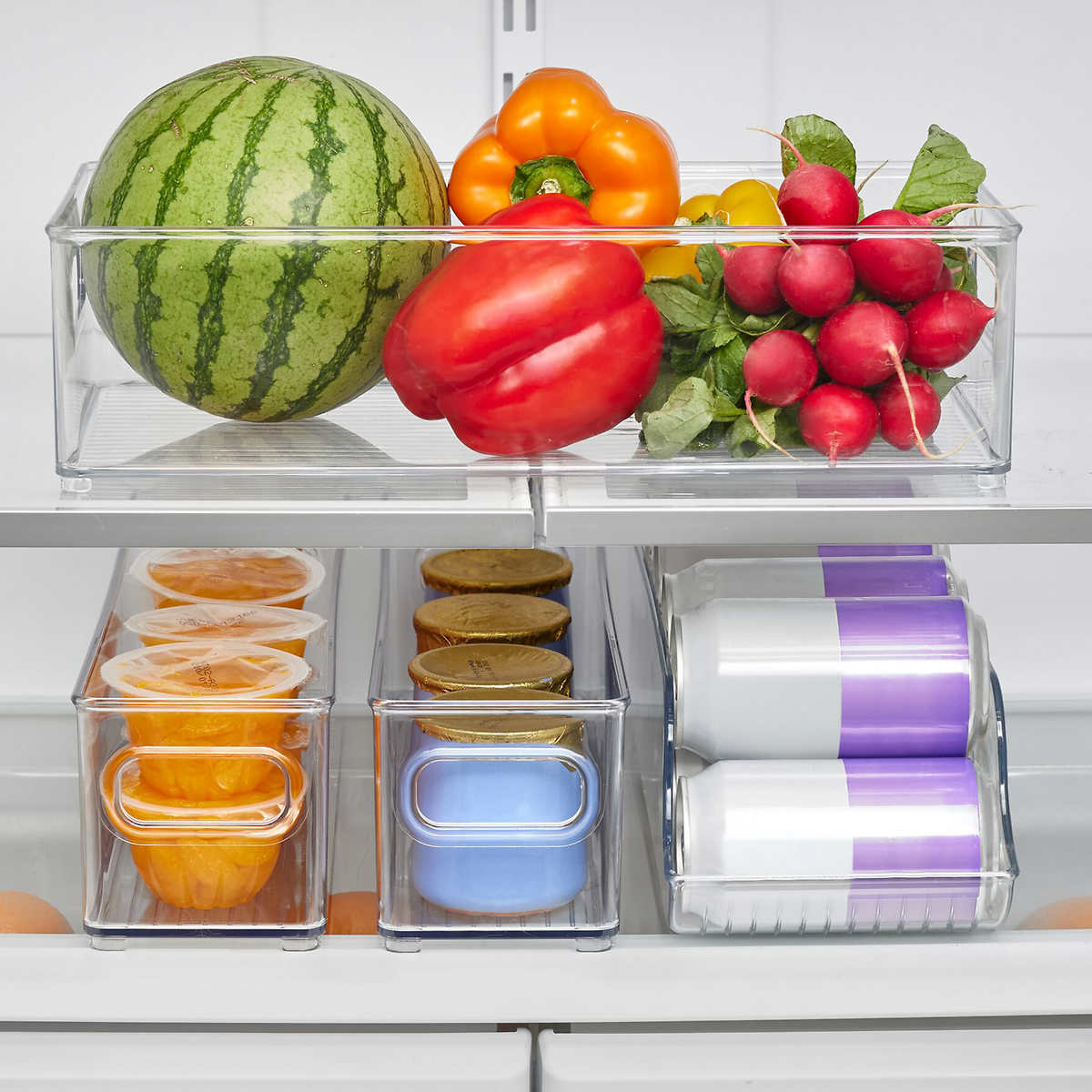 Garage BPA-Free Organizer for Kitchen 6 x 6 x 14.5 Clear Basement iDesign Plastic Refrigerator and Freezer Storage Bin with Lid