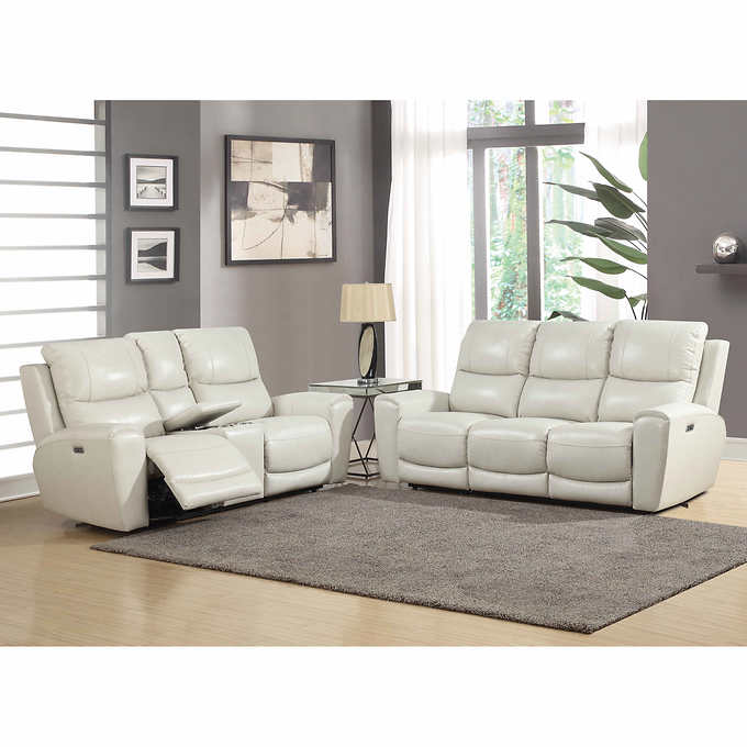 Stoneleigh 2 Piece Leather Power, Costco Living Room Leather Sets