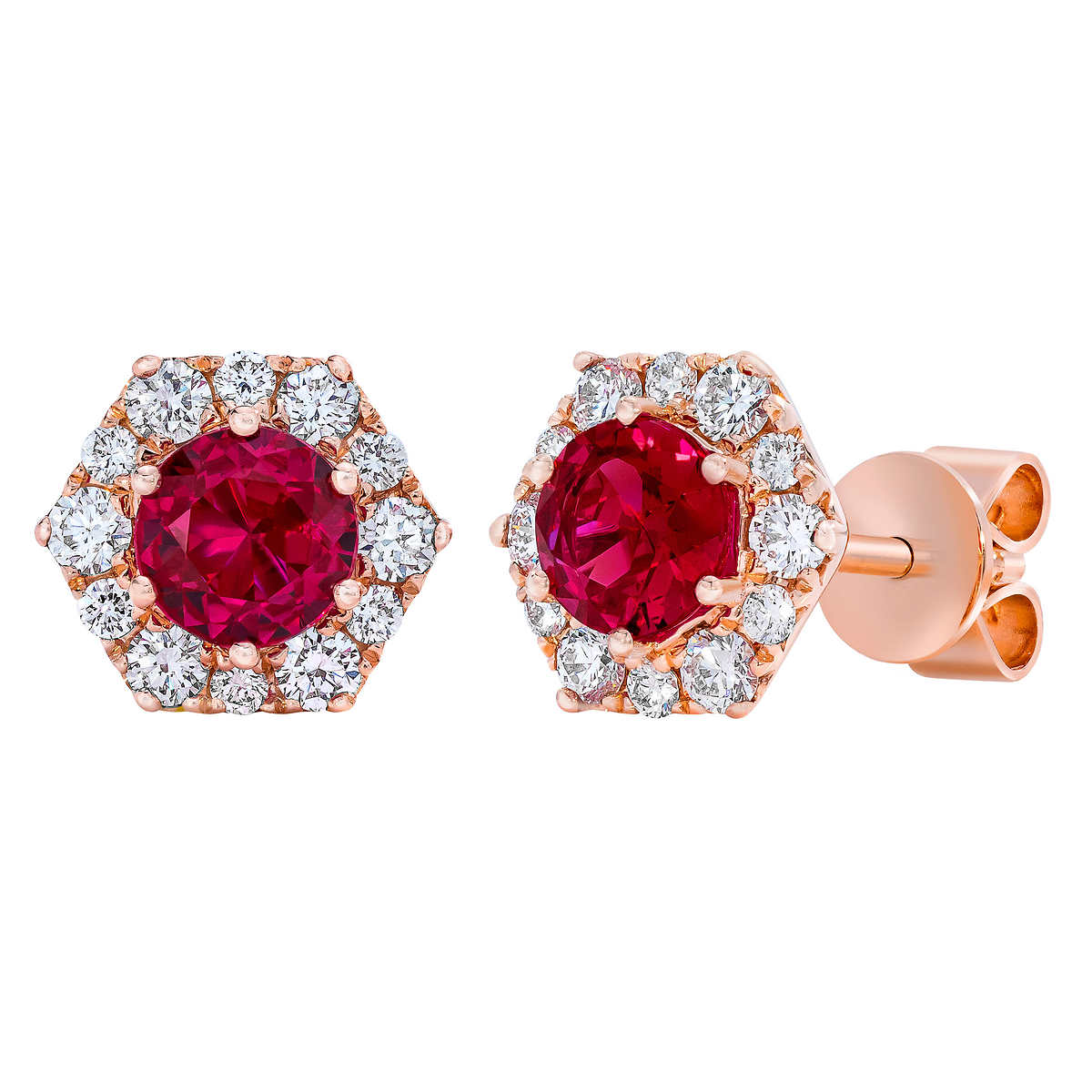 Ruby and Diamond 14kt Rose Gold Earrings