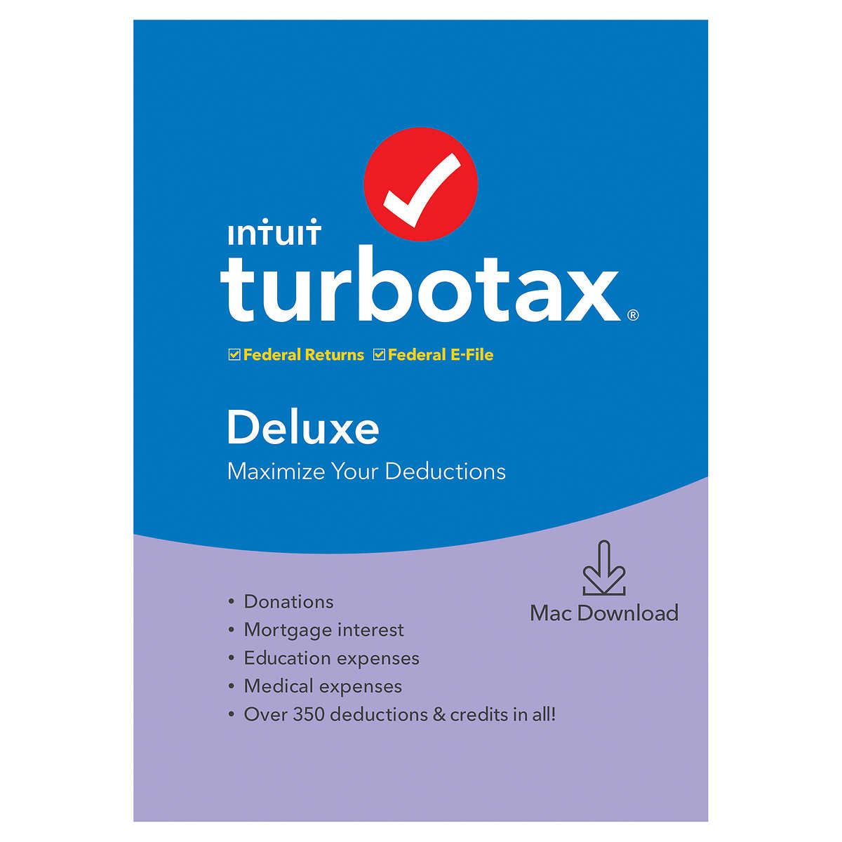 Turbotax Deluxe Federal 2019 Mac E Delivery