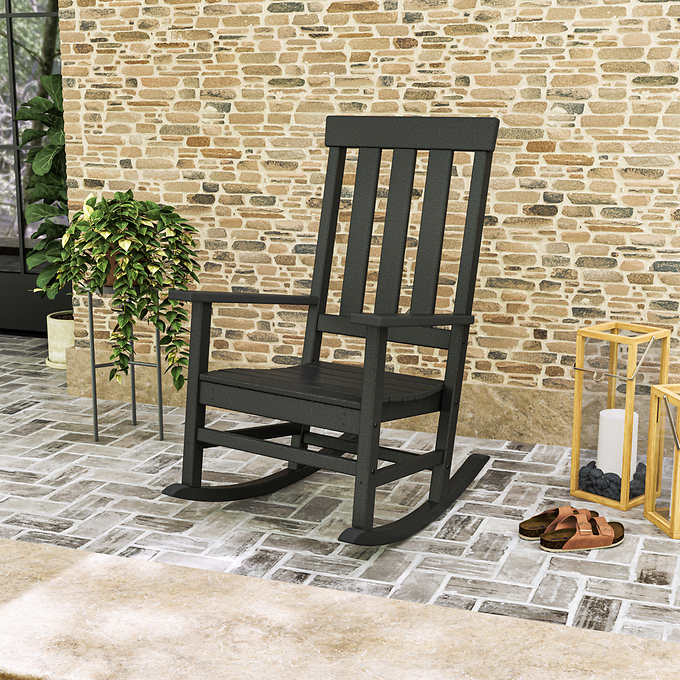 Portside Traditional Rocking Chair Costco, Black Wooden Outdoor Rocking Chairs
