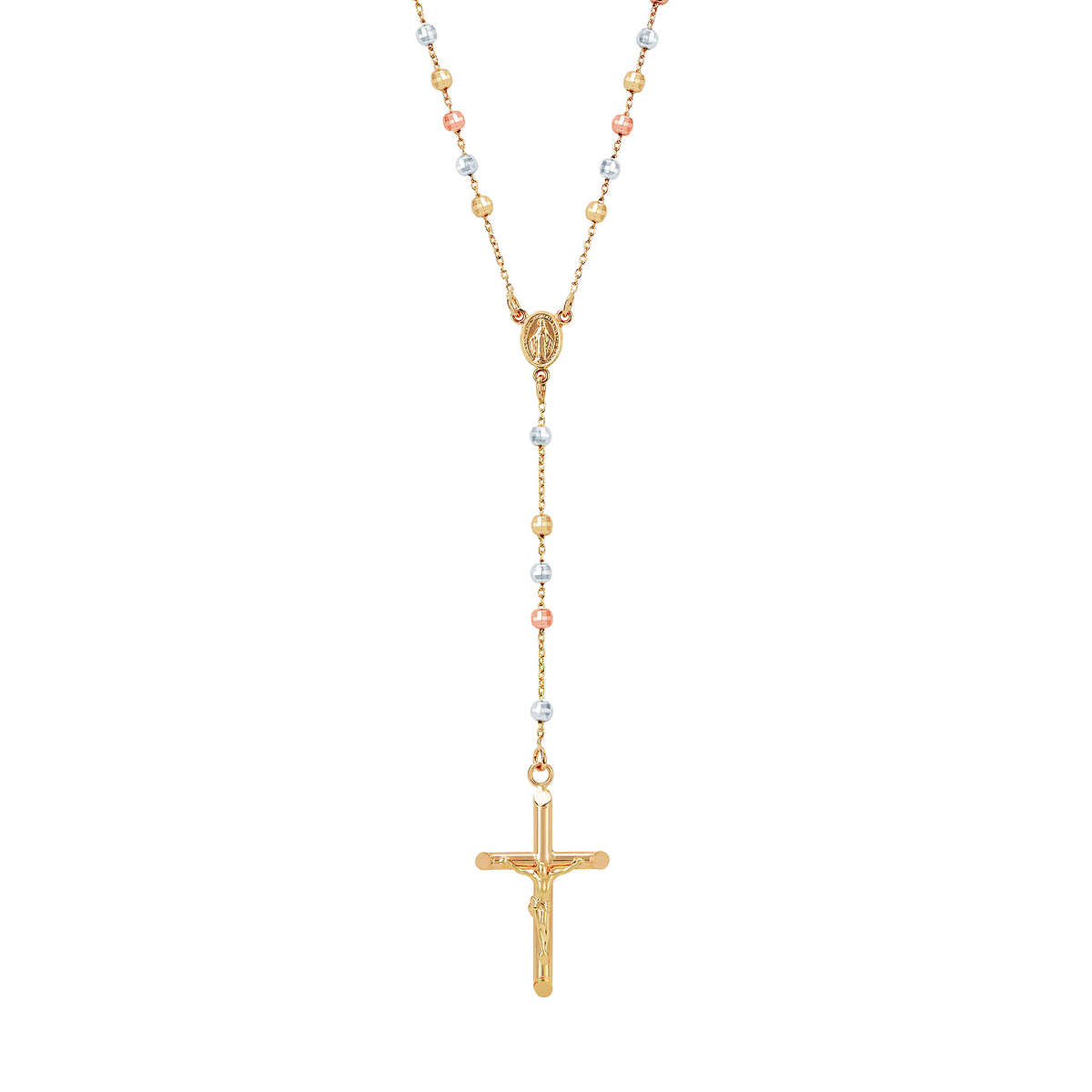 Polished Stainless Steel Rose Golden Tone Heart Wrapped Cross Pendant Necklace 