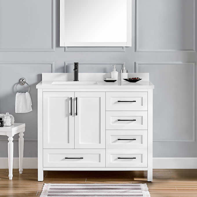 Ove Decors Lourdes 42 Vanity Costco, Karson 42 Single Bathroom Vanity Set With Mirror
