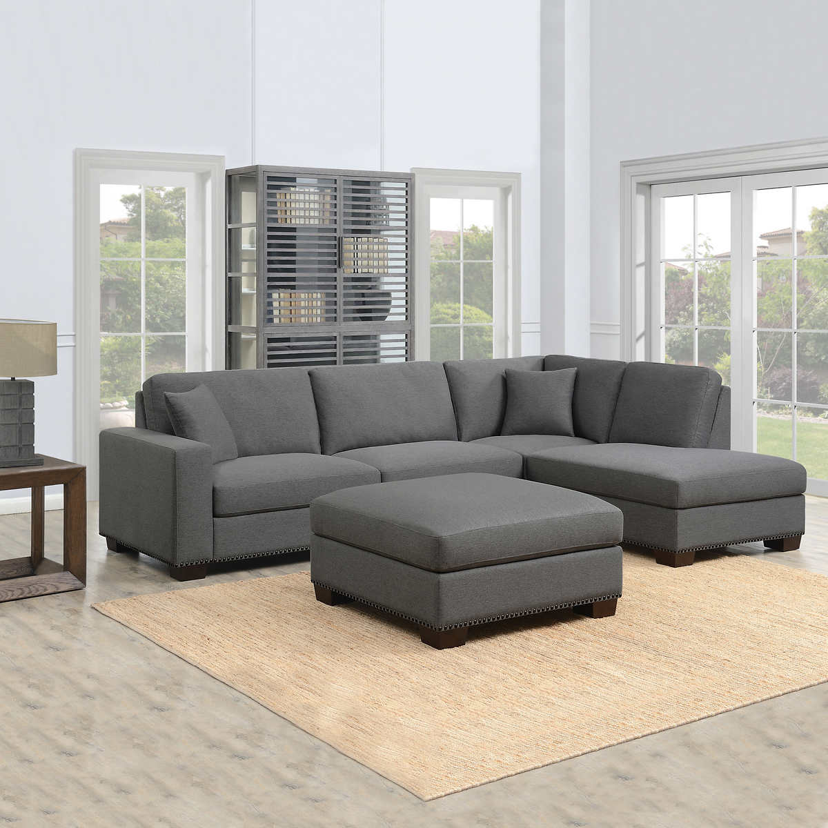 Thomasville Artesia 3 Piece Fabric Sectional With Ottoman