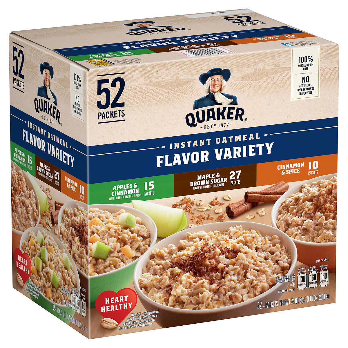 Quaker Oats Instant Oatmeal Variety Pack 52 Count