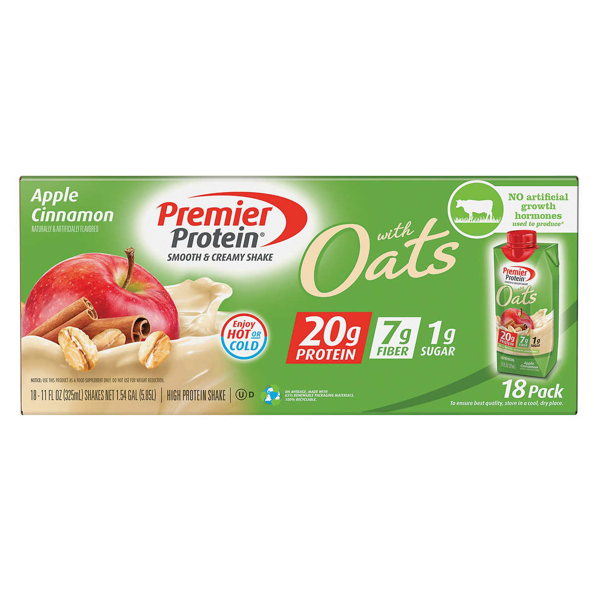 Premier Protein With Oats Shake Apple Cinnamon 11 Fl Oz 18 Pack