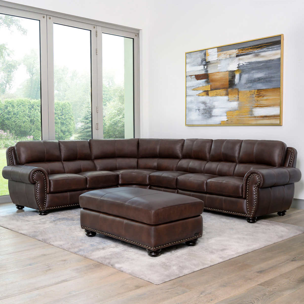 Austin Top Grain Leather Sectional With, Costco Leather Couch Sectional