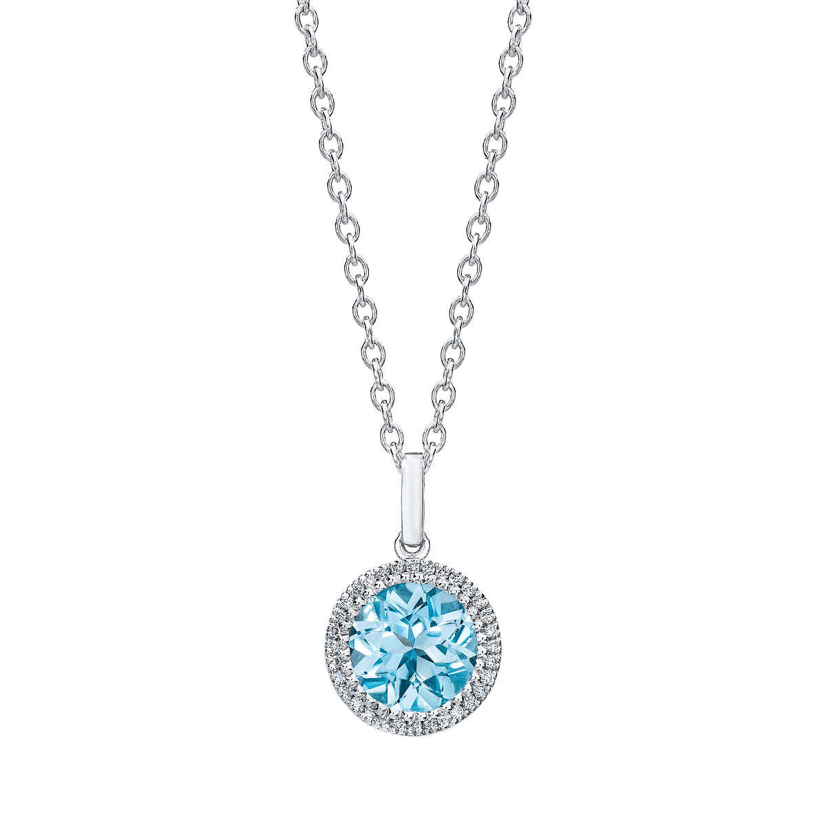 Aquamarine and Diamond 14kt White Gold Necklace | Costco