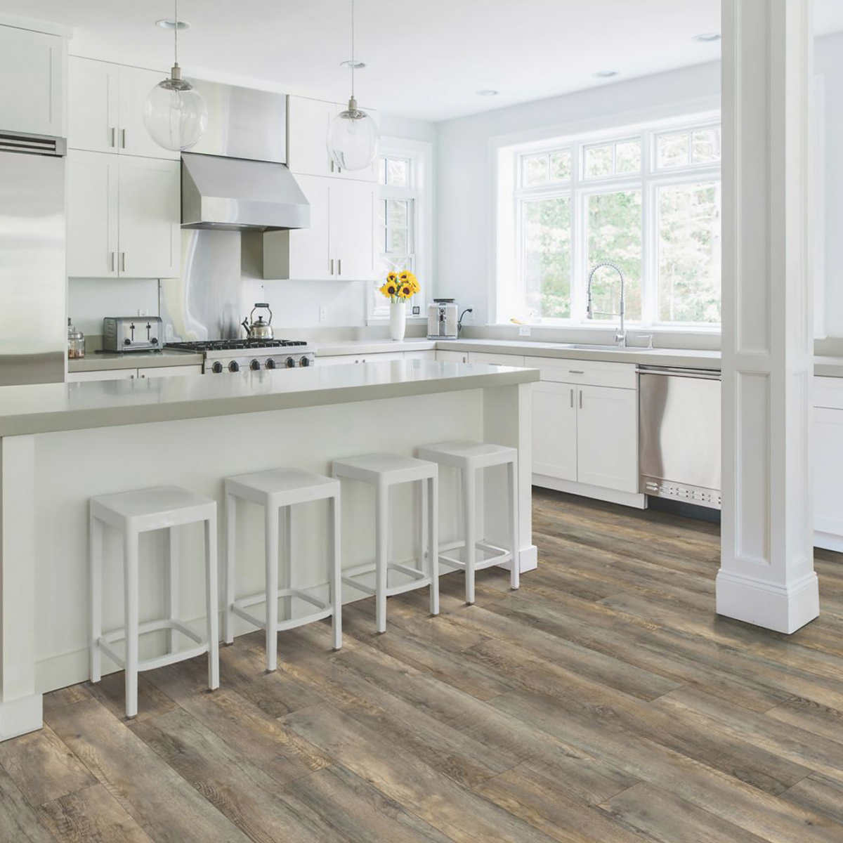 Mohawk Home Cascade Oak Waterproof, Can Vinyl Plank Flooring Go Under Kitchen Cabinets