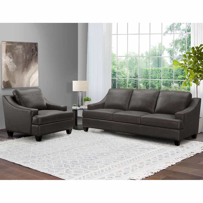 Merona 2 Piece Leather Sofa And Chair, Leather Sofa And Chair