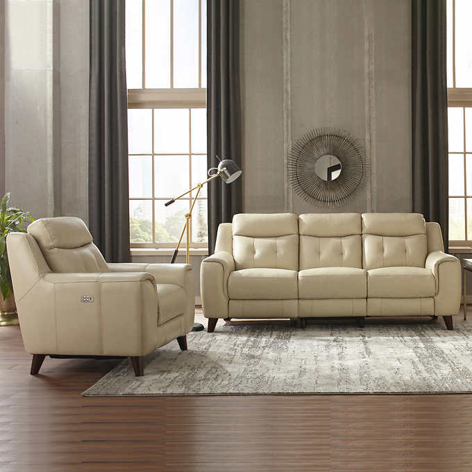 Leather Power Reclining Set, Leather Recliner Couch Sets