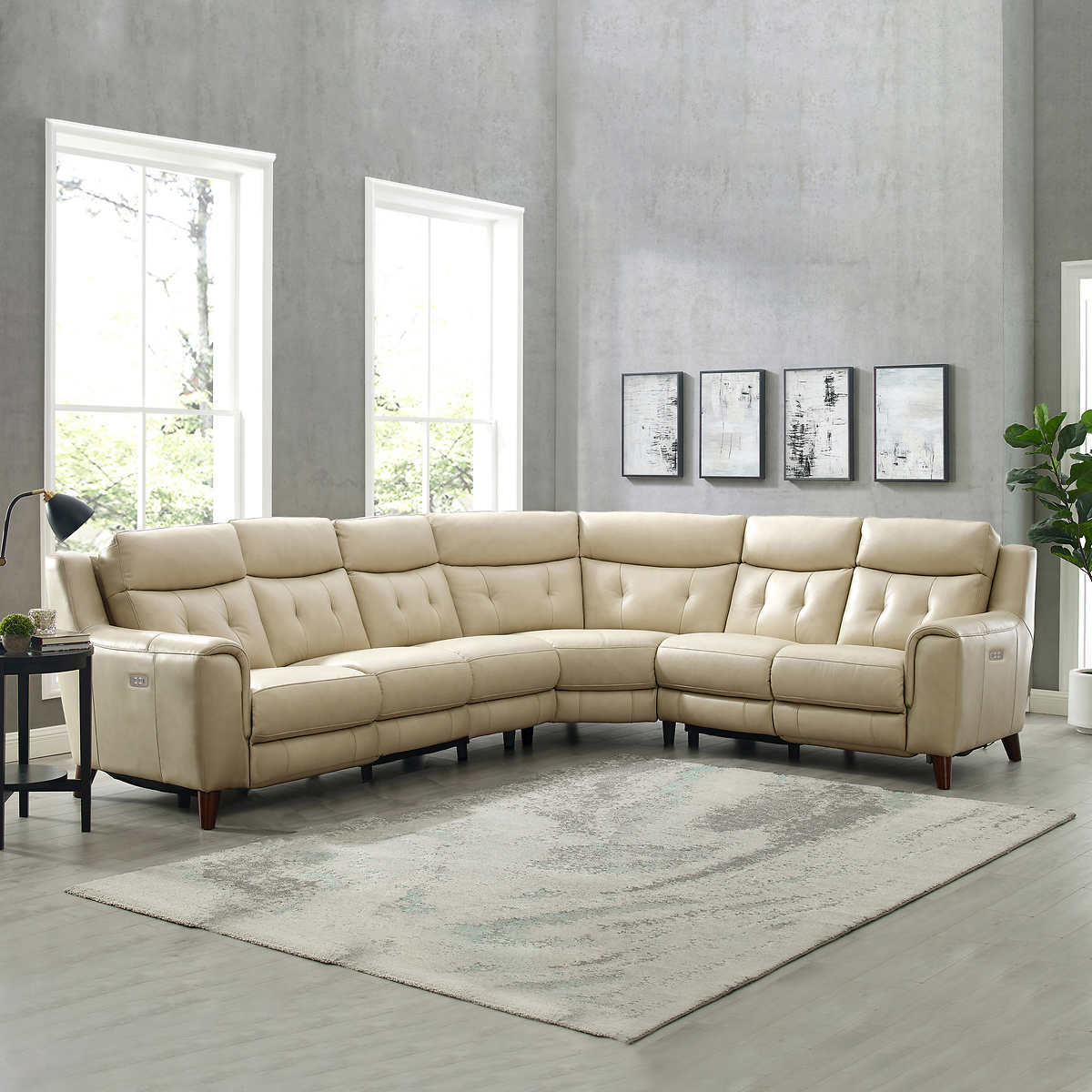 Campania Leather Power Reclining, White Leather Sofa Sectional Recliner