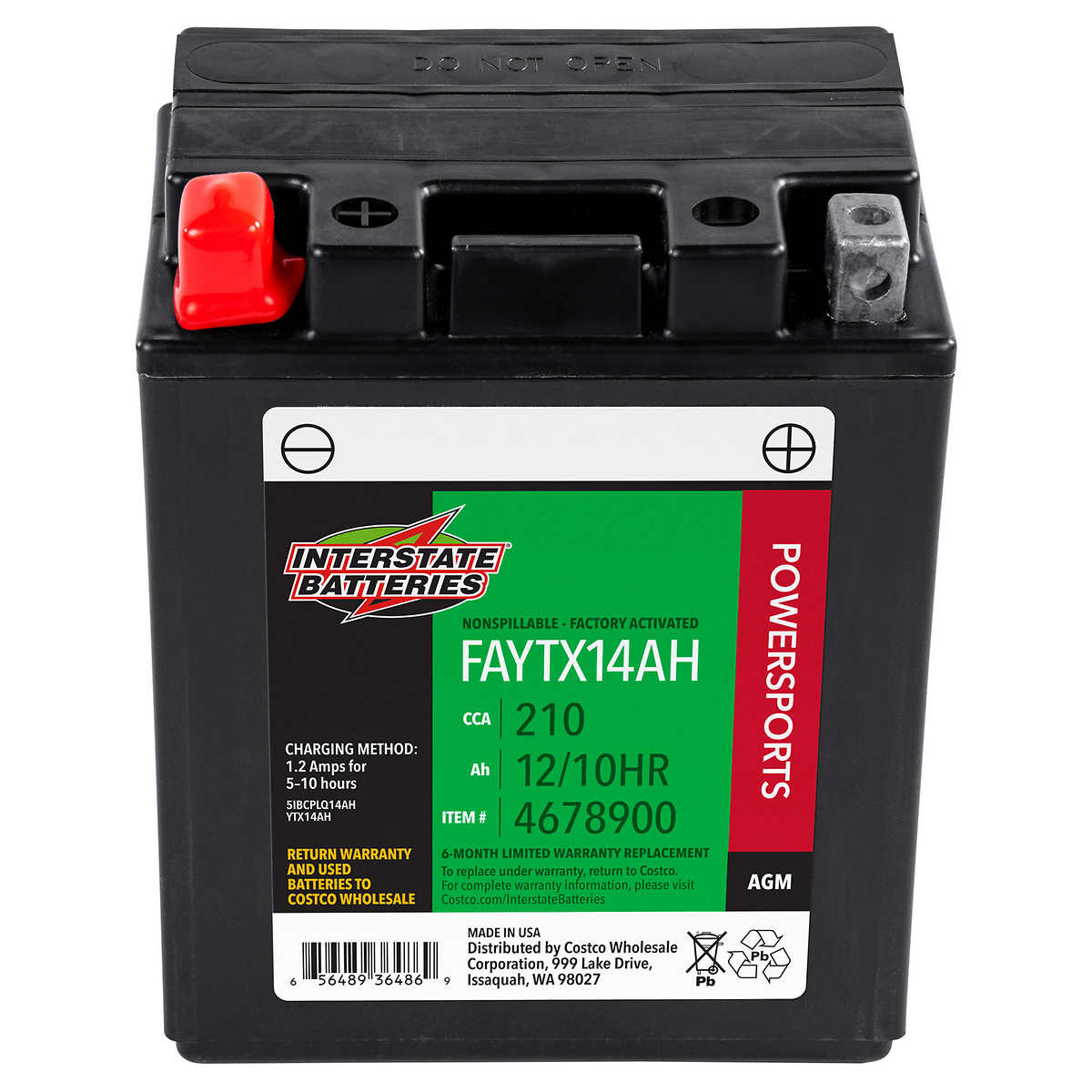 Interstate Batteries Powersport AGM Battery FAYTX14AH