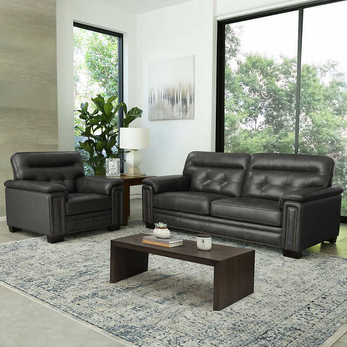 Leather Set Sofa Chair Costco, Leather Sofa And 2 Chairs Set