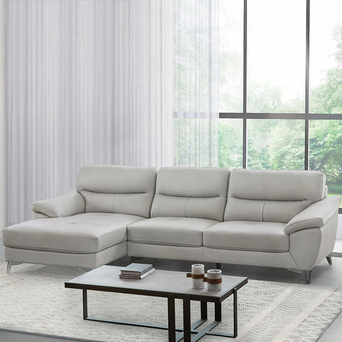 Cadence Top Grain Leather Sectional, Leather Sofa Costco
