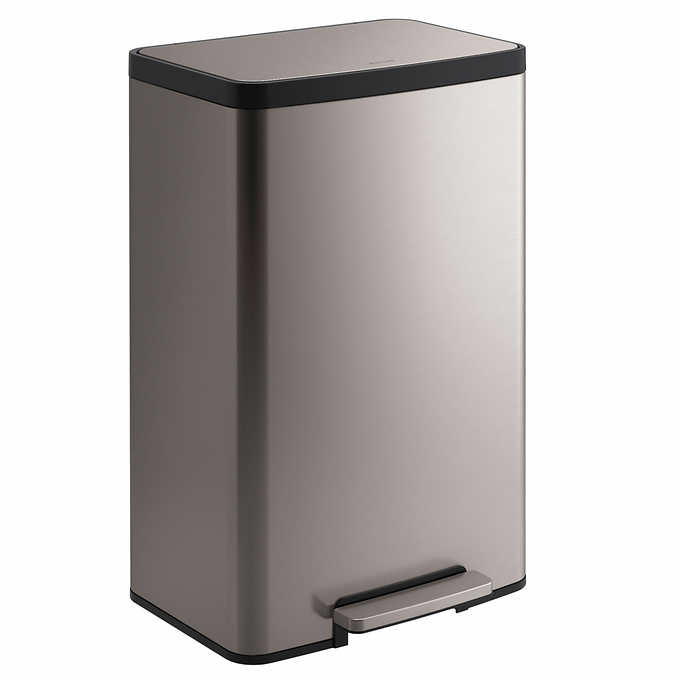 Home Zone Living 12 Gallon Kitchen Trash Can, Semi-Round Stainless Steel, Step Pedal, 45 Liter
