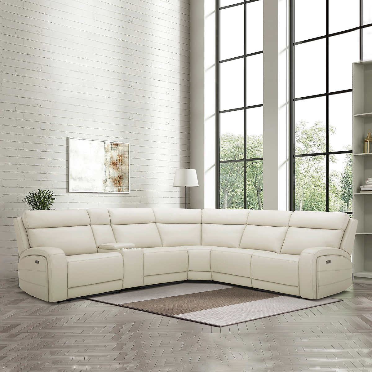 Leather Power Reclining Sectional, Off White Leather Recliners