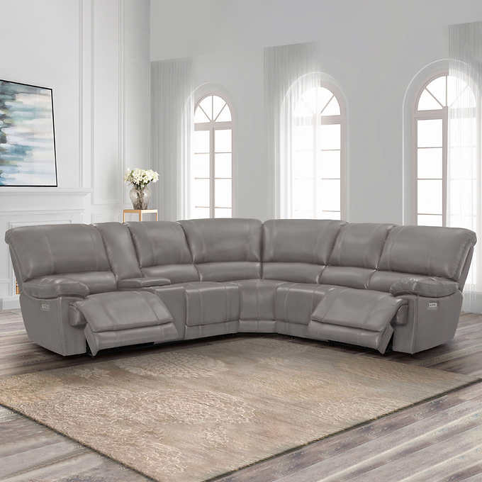 Soro Top Grain Leather Power, Leather Sectional Reclining Sofa Costco