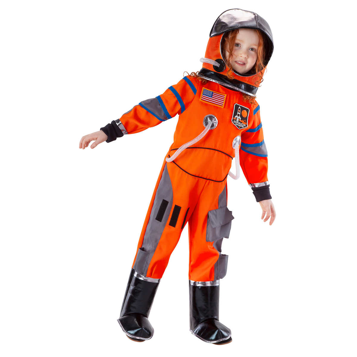 Share Space Kids Nasa One Peice Pajamas Small Orange 